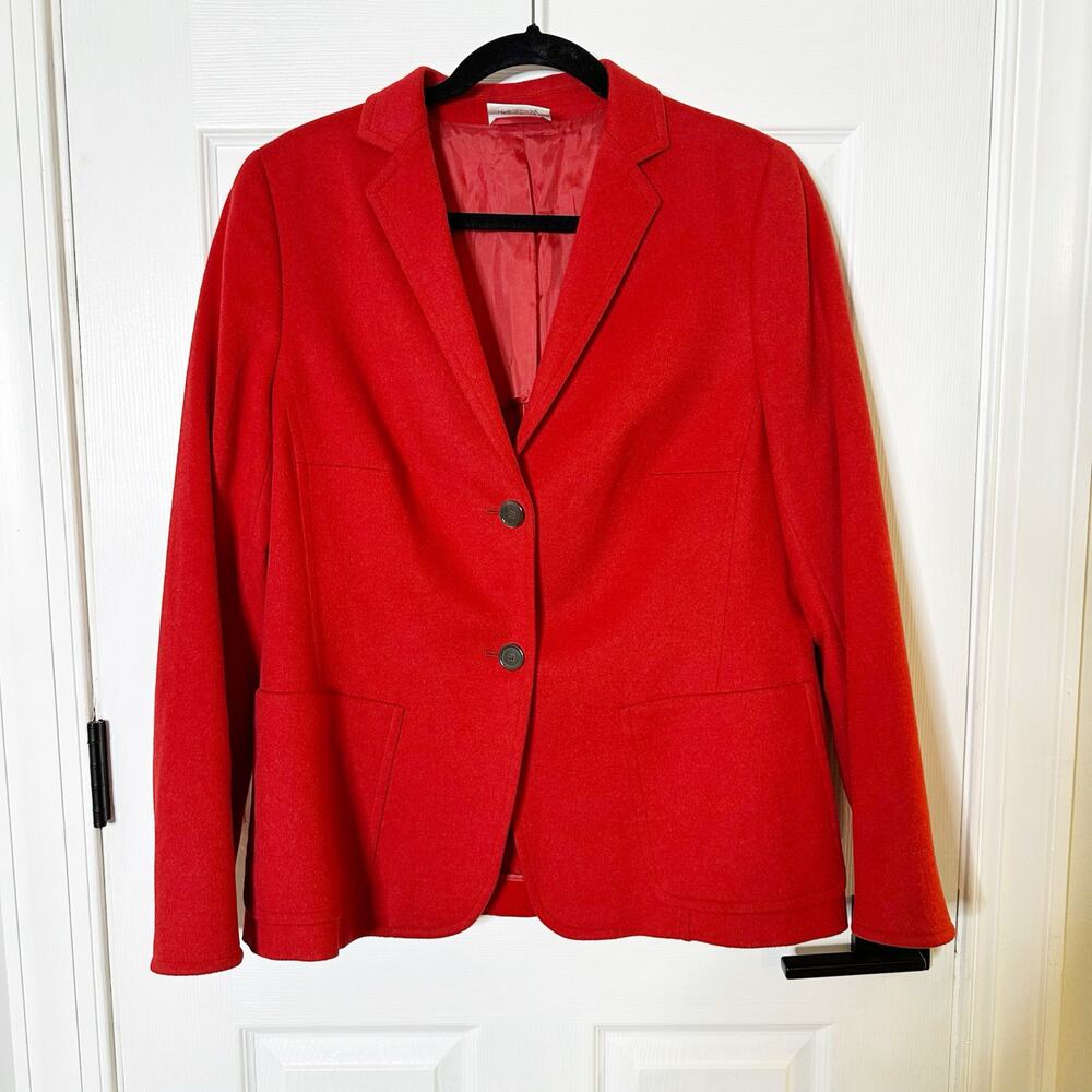 Akris Punto Wool Angora Red Two Button Blazer Jacket Career